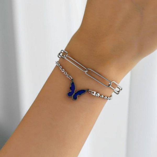 trendy stainless steel thermochromic butterfly pendant bracelet double chain charm bracelets women jewelry accessories, Golden;silver
trendy stainless steel thermochromic butterfly pendant bracelet double chain charm bracelets women jewelry accessories, Golden;silver