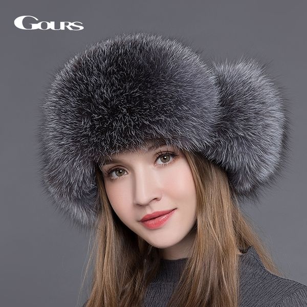 gours fur hat for women natural raccoon fox fur russian ushanka hats winter thick warm ears fashion bomber cap black new arrival y200103, Blue;gray
gours fur hat for women natural raccoon fox fur russian ushanka hats winter thick warm ears fashion bomber cap black new arrival y200103, Blue;gray