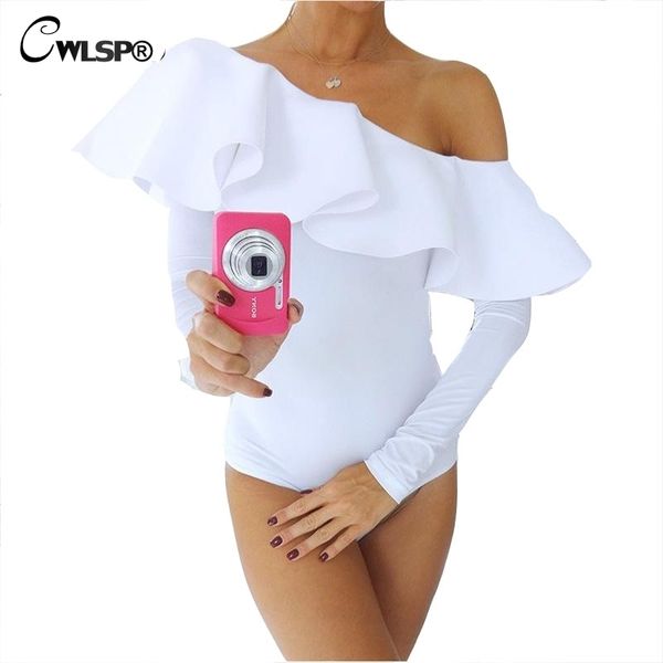 cwlsp autumn new ruffles slash neck bodysuit women long sleeve off the shoulder jumpsuit slim white black rompers ql2618 y200401, Black;white
cwlsp autumn new ruffles slash neck bodysuit women long sleeve off the shoulder jumpsuit slim white black rompers ql2618 y200401, Black;white