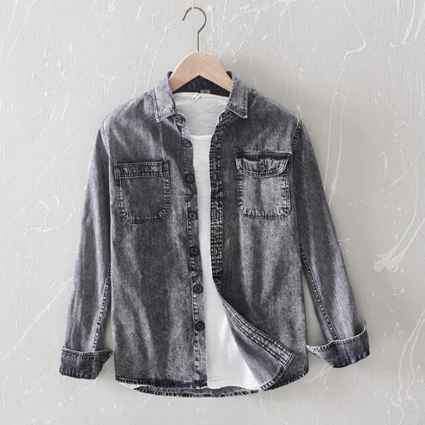 2021 new casual males denim 100% cotton long sleeves man of blue gray shirt chemise homme plus size ba9v, White
2021 new casual males denim 100% cotton long sleeves man of blue gray shirt chemise homme plus size ba9v, White