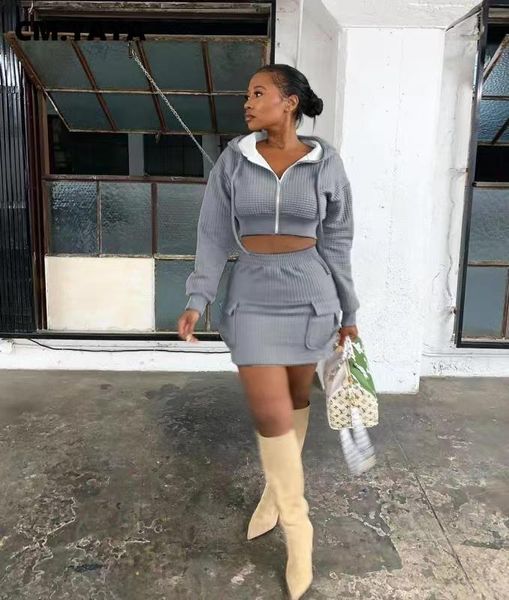 cm.yaya two 2 piece set for women tracksuit streetwear outfits long sleeve zipper up hoodies jacket + midi skirt set fall winter, Gray
cm.yaya two 2 piece set for women tracksuit streetwear outfits long sleeve zipper up hoodies jacket + midi skirt set fall winter, Gray