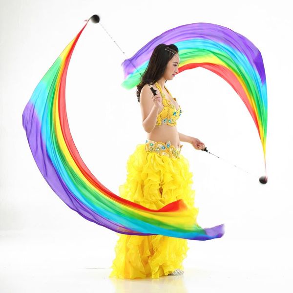 stage wear 2 pieces rainbow colors belly dance silk veil poi throw ball dancing accessories, Black;red
stage wear 2 pieces rainbow colors belly dance silk veil poi throw ball dancing accessories, Black;red