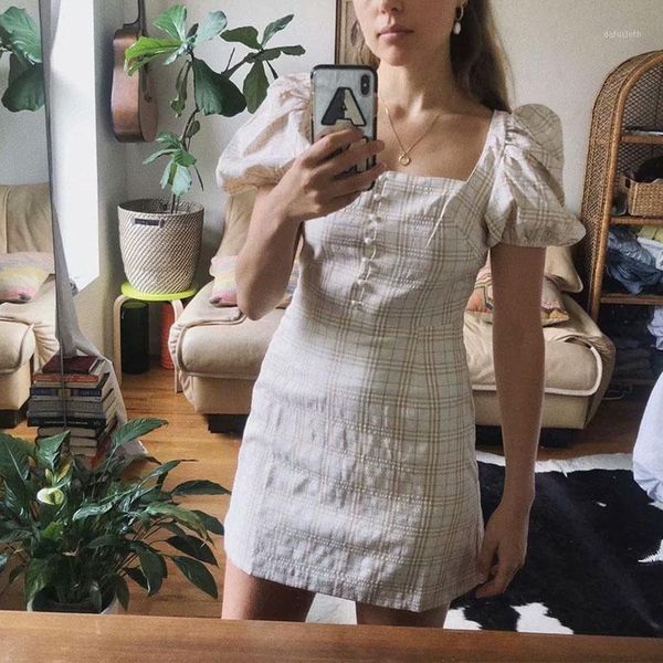 mosimolly trendy cotton plaid dress square neck button front mini dress 2020 female vestidos1, Black;gray
mosimolly trendy cotton plaid dress square neck button front mini dress 2020 female vestidos1, Black;gray