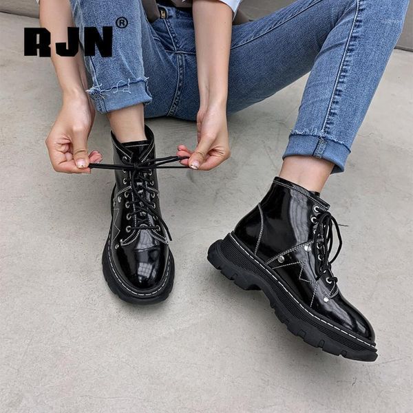 rjn concise sport ankle boots lace-up cow leather handmade boots comfortable round toe platform shoes womenro3511, Black
rjn concise sport ankle boots lace-up cow leather handmade boots comfortable round toe platform shoes womenro3511, Black