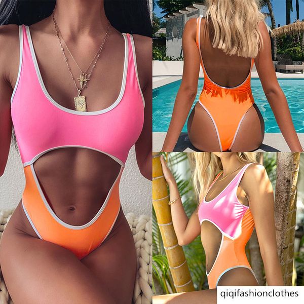 21 years old new bikini open back abdomen cut out color matching triangle one piece swimsuit for women, White;black
21 years old new bikini open back abdomen cut out color matching triangle one piece swimsuit for women, White;black