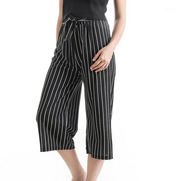 polka dot striped wide leg pants female 2019 summer new high waist sashes elastic ankle length pants casual1, Black;white
polka dot striped wide leg pants female 2019 summer new high waist sashes elastic ankle length pants casual1, Black;white