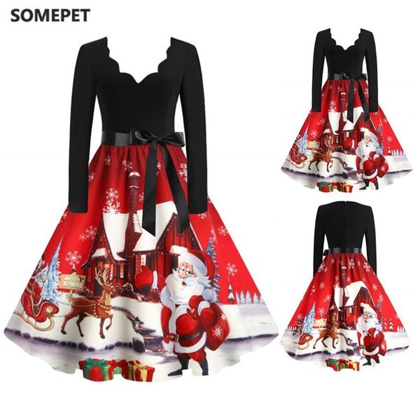casual dresses a-line christmas dress women v neck black sleeve elegant bowknot vintage xmas festival robe femme plus size, Black;gray
casual dresses a-line christmas dress women v neck black sleeve elegant bowknot vintage xmas festival robe femme plus size, Black;gray