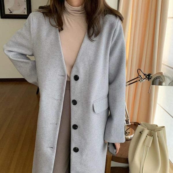 women's wool & blends women autumn winter v neck long coat jacket single breasted straight woolen overcoat outerwear cardigan, Black
women's wool & blends women autumn winter v neck long coat jacket single breasted straight woolen overcoat outerwear cardigan, Black