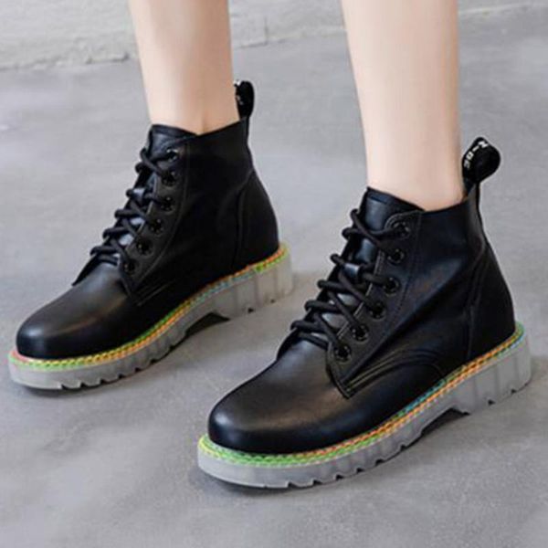 Autumn Ankle Boots Women Genuine Leather Platform women boots Fashion Round toe Lace-up Comfortable Casual Short ll584, Black
Autumn Ankle Boots Women Genuine Leather Platform women boots Fashion Round toe Lace-up Comfortable Casual Short ll584, Black