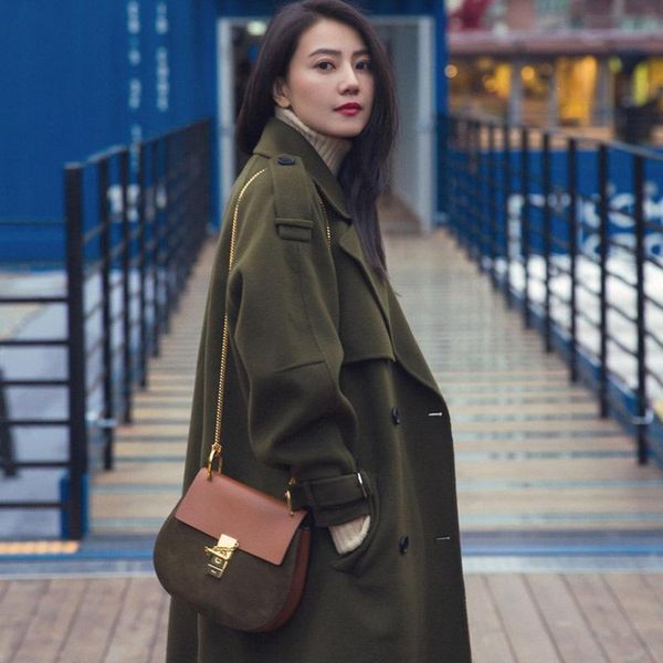 green gaoyuanyuan women's clothing 2020 handmade double sided wool coat women's knee length woolen coat, Black
green gaoyuanyuan women's clothing 2020 handmade double sided wool coat women's knee length woolen coat, Black