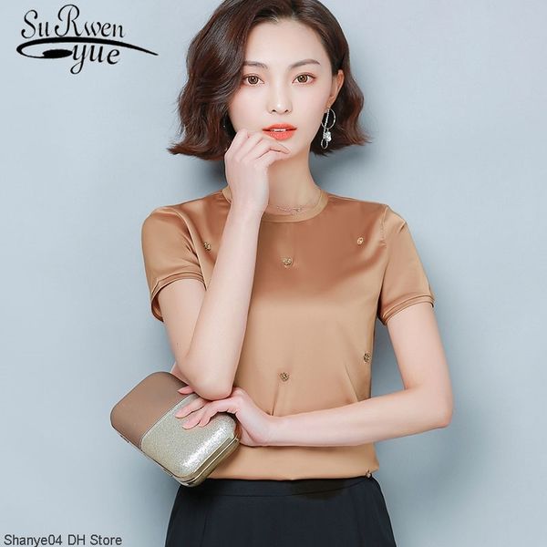 office lady o-neck elegant short regular women blouse simple shirts 2 solid colors silk forged stretch short sleeve 8845 50 y200828, White
office lady o-neck elegant short regular women blouse simple shirts 2 solid colors silk forged stretch short sleeve 8845 50 y200828, White