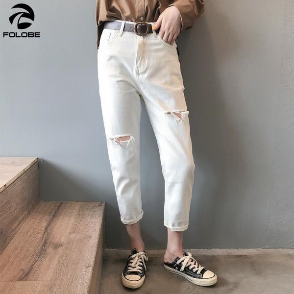 folobe autumn white women jeans vintage straight knee hole ripped denim trousers loose style pants high waist bottom, Blue
folobe autumn white women jeans vintage straight knee hole ripped denim trousers loose style pants high waist bottom, Blue