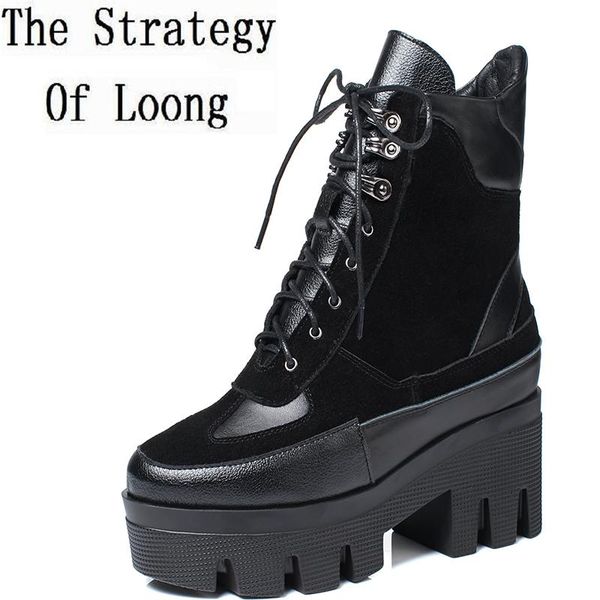 boots winter cow leather lace-up women chunky platform genuine ankle spring autumn real short zy17120, Black
boots winter cow leather lace-up women chunky platform genuine ankle spring autumn real short zy17120, Black