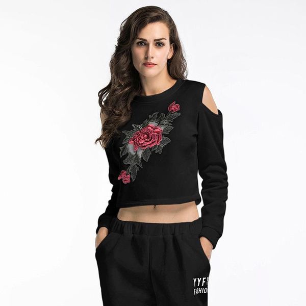 womens designer embroidered sweater off-the-shoulder long sleeve pullover women, Black;brown
womens designer embroidered sweater off-the-shoulder long sleeve pullover women, Black;brown