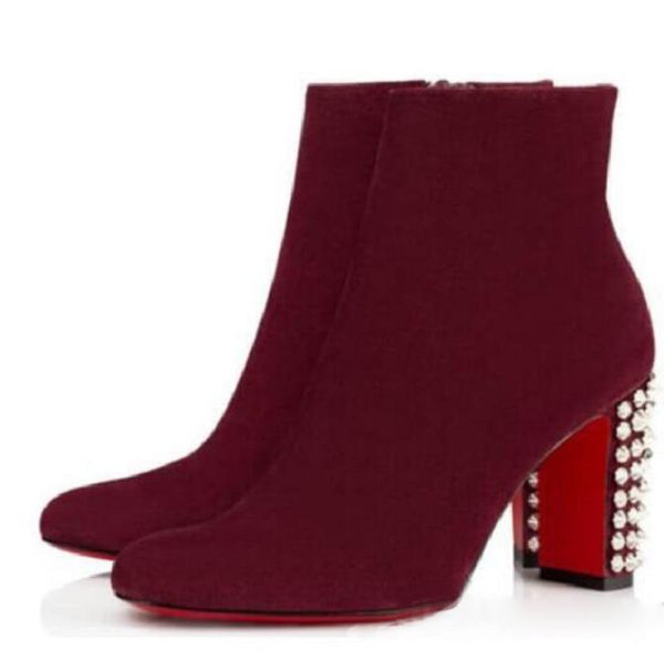 elegant folk ankle boots,wine-red,black suede leather lady red bottom boot women chunky heels winter fashion boot spikes with box
elegant folk ankle boots,wine-red,black suede leather lady red bottom boot women chunky heels winter fashion boot spikes with box