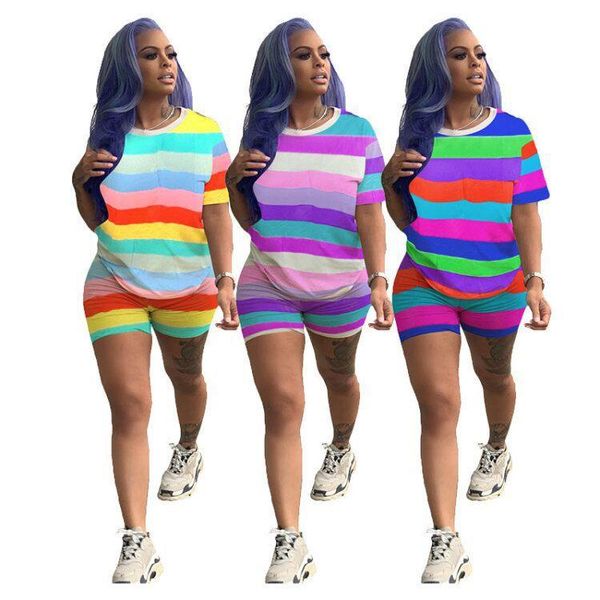 women's tracksuits 43m6198 summer women casual two piece set and rainbow striped pants tracksuit sweatsuit outfits, Gray
women's tracksuits 43m6198 summer women casual two piece set and rainbow striped pants tracksuit sweatsuit outfits, Gray