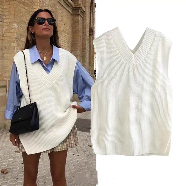 nmw women v neck sleeveless sweater vest knitted 2020 jumper autumn winter split white korean preppy pullover loose casual, Black;white
nmw women v neck sleeveless sweater vest knitted 2020 jumper autumn winter split white korean preppy pullover loose casual, Black;white