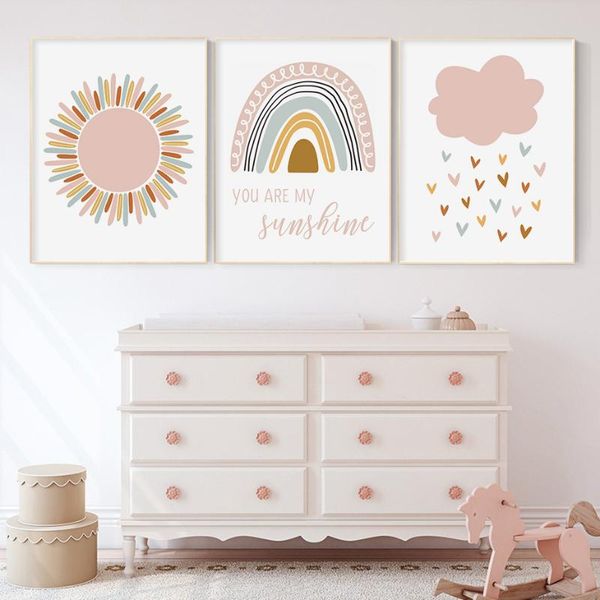 boho pink rainbow clouds you are my sunshine nursery poster canvas painting print girl wall art picture for kids room home decor
boho pink rainbow clouds you are my sunshine nursery poster canvas painting print girl wall art picture for kids room home decor