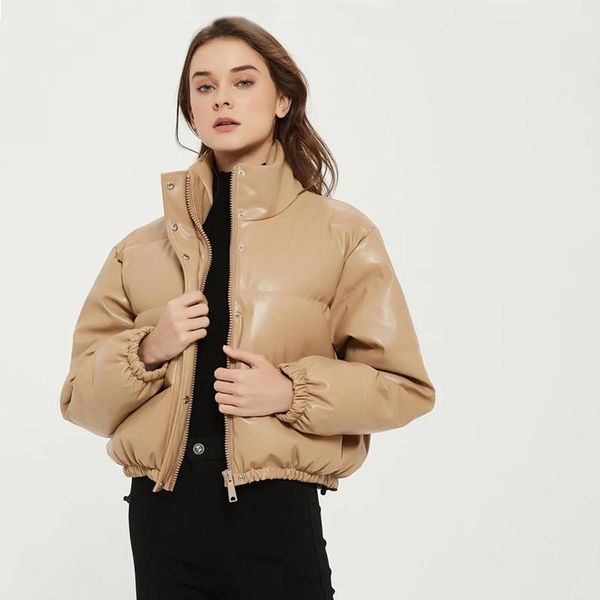women winter jacket fashion stand collar solid color pu leather short coat thick warm parkas female cotton jackets, Black
women winter jacket fashion stand collar solid color pu leather short coat thick warm parkas female cotton jackets, Black