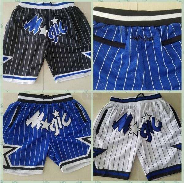 men orlando magic shorts, finely embroidered basketball shorts,fine tight embroidered zip-up pocket basketball shorts, Black