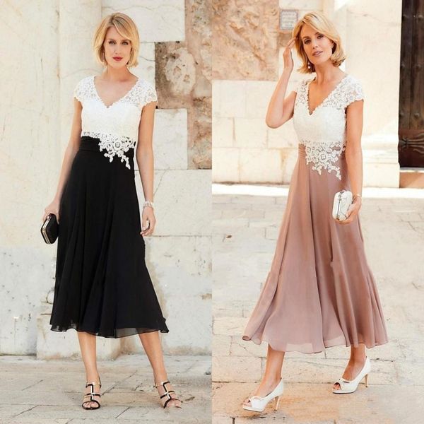 2021 lace a line mother of the bride dresses v neck modest cap sleeves tea length plus size guest gowns chiffon evening dress, Black;red
2021 lace a line mother of the bride dresses v neck modest cap sleeves tea length plus size guest gowns chiffon evening dress, Black;red