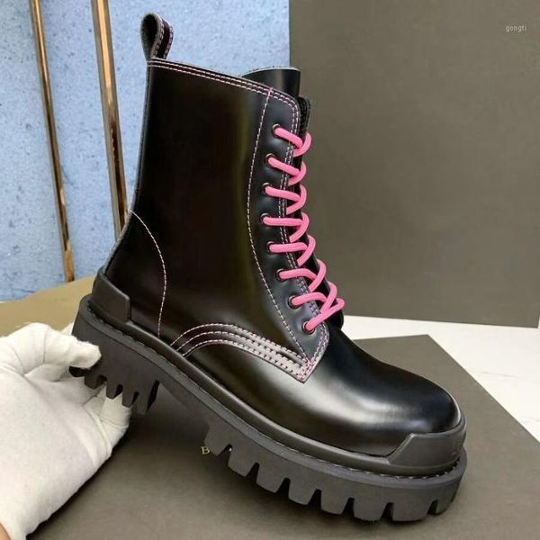 boots thick sole ankle women platform genuine leather lace up botas 2021 british style handsome motorcycle boots1, Black
boots thick sole ankle women platform genuine leather lace up botas 2021 british style handsome motorcycle boots1, Black