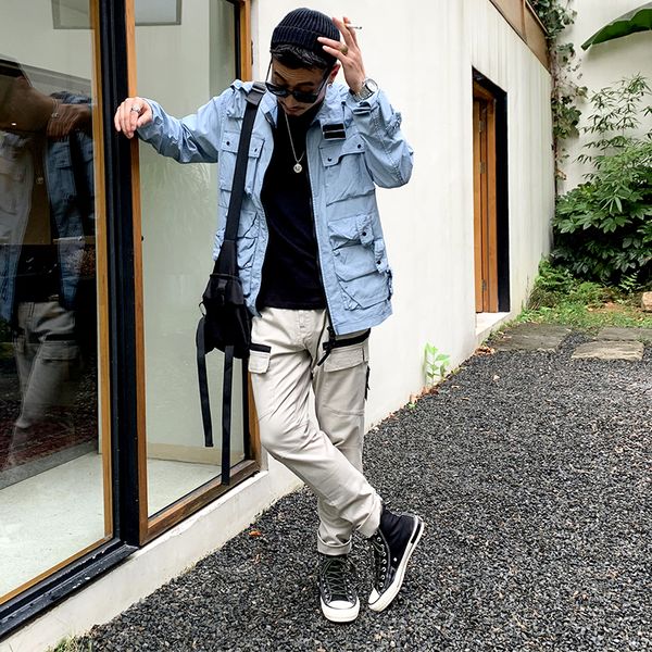 stone pirates 20fw old dyeing multi pocket work jacket spring and autumn thin stand collar solid color coat, Black;brown
stone pirates 20fw old dyeing multi pocket work jacket spring and autumn thin stand collar solid color coat, Black;brown
