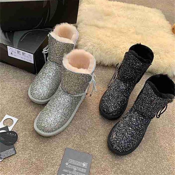 women shoes ankle snow boots plush glitter decor lace up female shoe winter flat anti slip round toe, Black
women shoes ankle snow boots plush glitter decor lace up female shoe winter flat anti slip round toe, Black