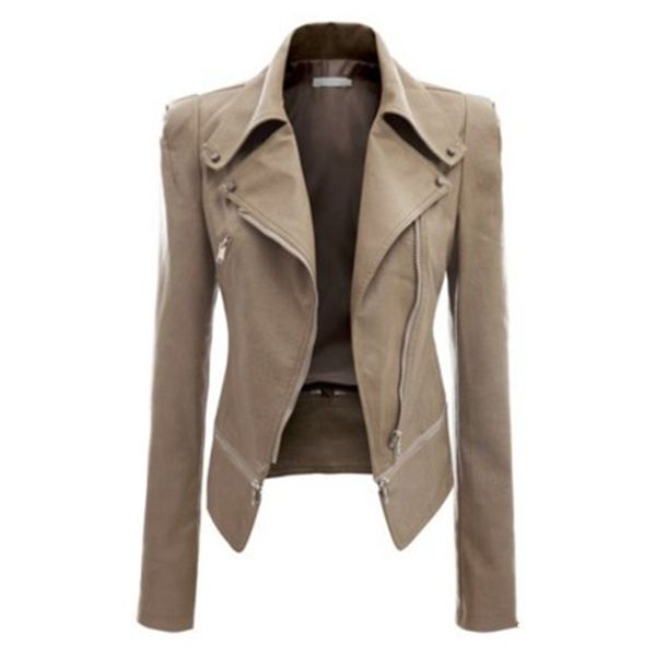 autumn women faux leather jacket gothic black moto jacket zippers long sleeve goth female pu faux leather jackets woman bikers 201030