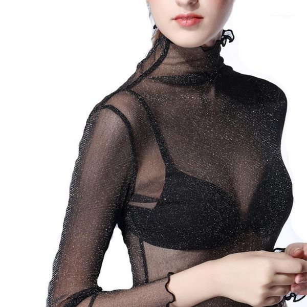 women's t-shirt transparent turtleneck tshirts woman oversized black see through mesh shirt long sleeve purl harajuku chic1, White
women's t-shirt transparent turtleneck tshirts woman oversized black see through mesh shirt long sleeve purl harajuku chic1, White