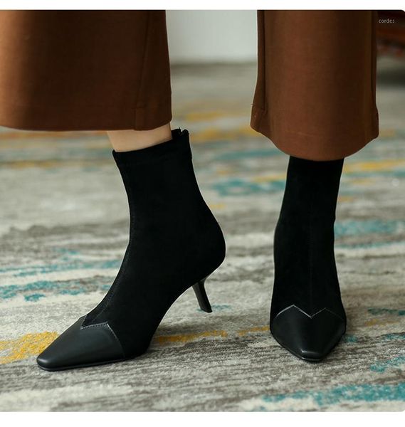 boots autumn winter elegant fashion pointed short zip thin heel big size 46 elastic leather velvet women ankle shoes q88391, Black
boots autumn winter elegant fashion pointed short zip thin heel big size 46 elastic leather velvet women ankle shoes q88391, Black
