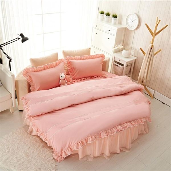 bedding sets home round bedskirt + duvet cover pillowcase 100% cotton bed set with ruffles 4pcs/set princess bedclothes 220*220cm1
bedding sets home round bedskirt + duvet cover pillowcase 100% cotton bed set with ruffles 4pcs/set princess bedclothes 220*220cm1