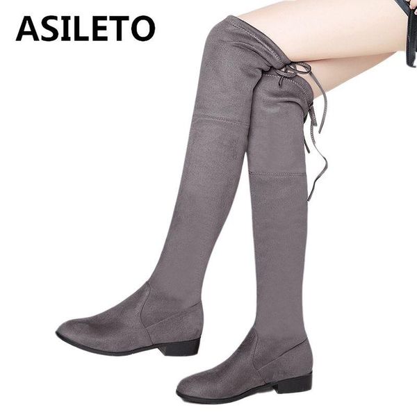 asileto autumn long women boots lace up flat flock boots round toe anti-slip over the knee botas feminina a875g, Black
asileto autumn long women boots lace up flat flock boots round toe anti-slip over the knee botas feminina a875g, Black