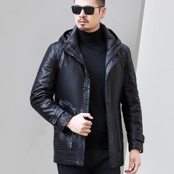 haining leather coats male years long hooded sheep leather jacket white duck down pure color coat lapels winter, Black
haining leather coats male years long hooded sheep leather jacket white duck down pure color coat lapels winter, Black