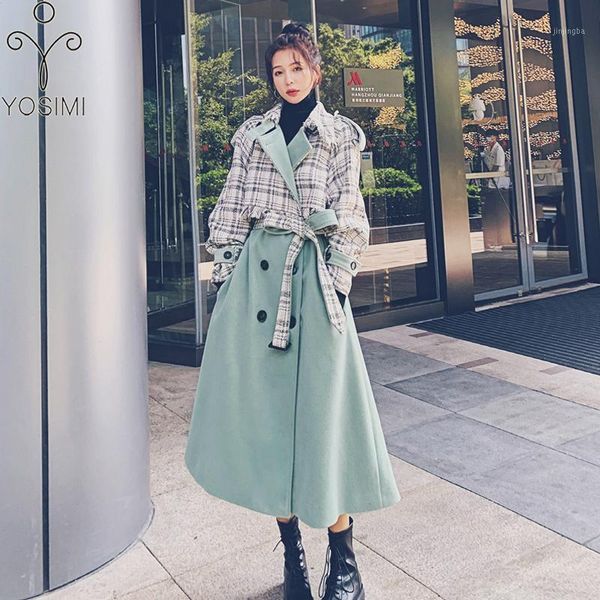 yosimi wool coat 2020 autumn winter maxi plus size plaid spliced green turn-down collar skirt long woolen coats and jacket women1, Black
yosimi wool coat 2020 autumn winter maxi plus size plaid spliced green turn-down collar skirt long woolen coats and jacket women1, Black