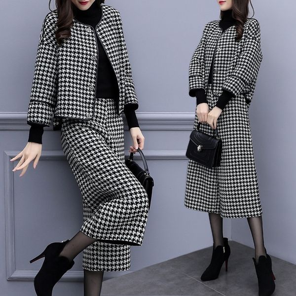 k0aoh 2020 new women's autumn wide pants coat and winter two-piece suit bird pants plaid woolen coat wide-leg leg casual fashion suit f, Gray
k0aoh 2020 new women's autumn wide pants coat and winter two-piece suit bird pants plaid woolen coat wide-leg leg casual fashion suit f, Gray