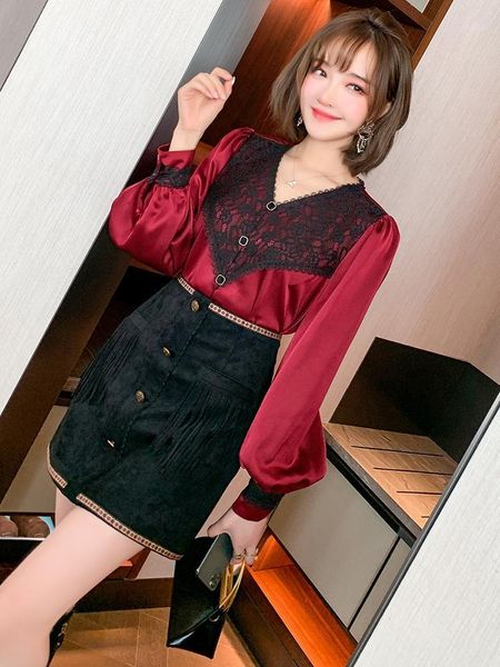 fashion goddess temperament v-neck lace stitching beautifully buttons modern loose shirt new high-end women's clothing in winter1, Gray
fashion goddess temperament v-neck lace stitching beautifully buttons modern loose shirt new high-end women's clothing in winter1, Gray