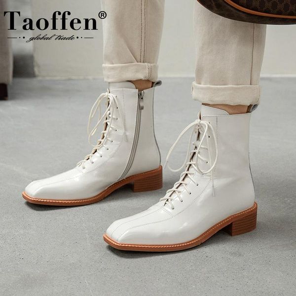 taoffen real leather women ankle boots square toe cross strap zipper shoes women party winter warm boots footwear size 33-40, Black
taoffen real leather women ankle boots square toe cross strap zipper shoes women party winter warm boots footwear size 33-40, Black