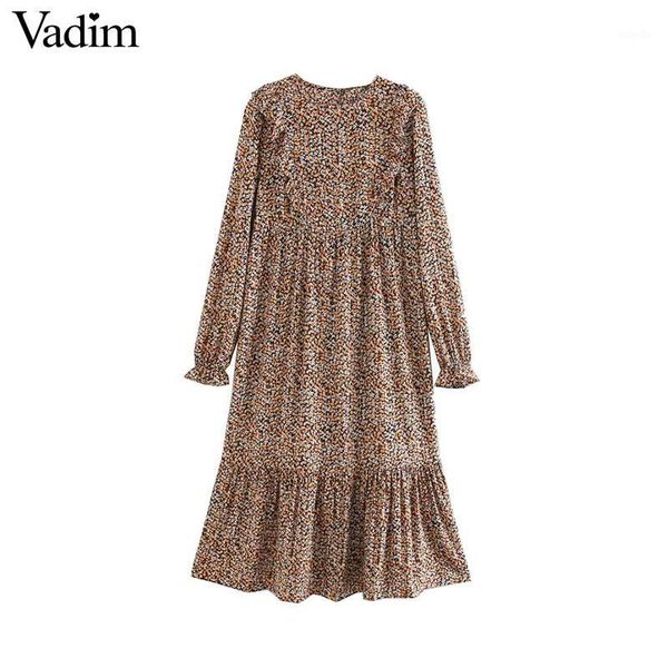 vadim women retro ruffled print midi dress long bell sleeve straight style female casual stylish mid calf dresses vestidos qd2951, Black;gray
vadim women retro ruffled print midi dress long bell sleeve straight style female casual stylish mid calf dresses vestidos qd2951, Black;gray