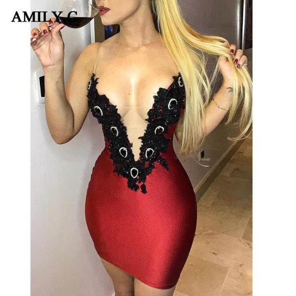 amily.c 2020 new women's lace bandage dress summer tight mini dress v-neck spaghetti bandage party women's vestidos, Black;gray
amily.c 2020 new women's lace bandage dress summer tight mini dress v-neck spaghetti bandage party women's vestidos, Black;gray