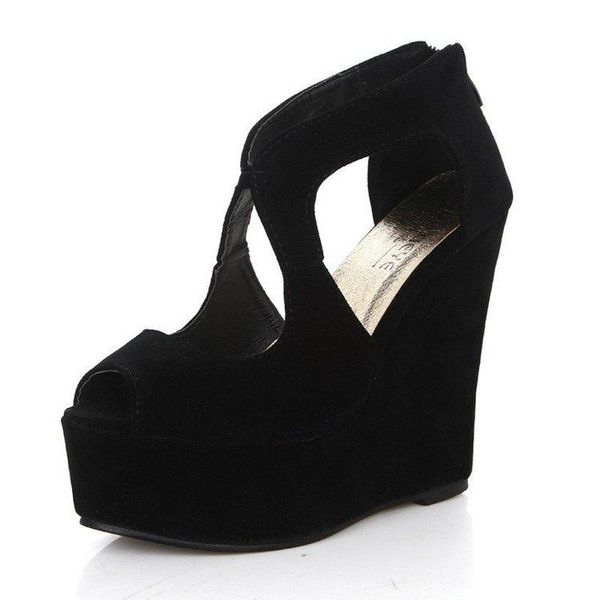 2020 new wedges shoes for women shallow solid open toe flock platform sandals roman style summer zipper zapatos de mujer, Black
2020 new wedges shoes for women shallow solid open toe flock platform sandals roman style summer zipper zapatos de mujer, Black