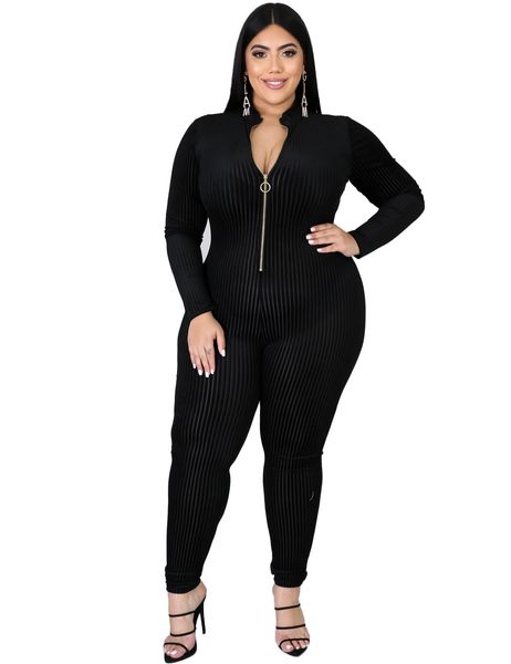 slim black womens jumpsuits solid color zipper spring autumn long sleeve women designer rompers casual clothing, Black;white
slim black womens jumpsuits solid color zipper spring autumn long sleeve women designer rompers casual clothing, Black;white
