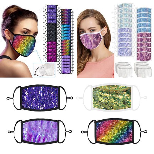 dhl colorful sequins designer masks fashion bling bling elastic earloop mouth mask protective mask wash reuse mask +1 filter
dhl colorful sequins designer masks fashion bling bling elastic earloop mouth mask protective mask wash reuse mask +1 filter