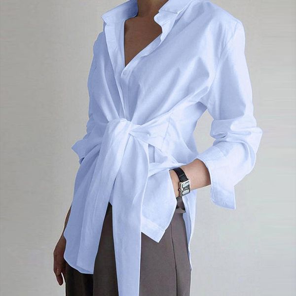 spring and autumn new long sleeve shirt solid color lace up medium long shirt women's wear 2021 fashion black friday ywfs, White;black
spring and autumn new long sleeve shirt solid color lace up medium long shirt women's wear 2021 fashion black friday ywfs, White;black