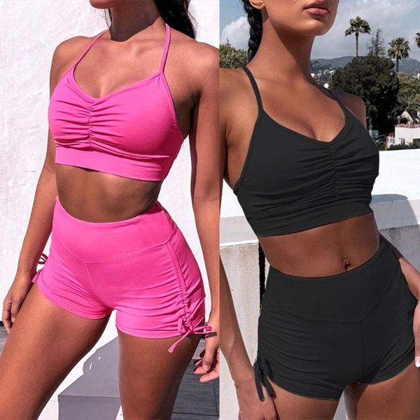 women summer 2 piece outfits set ruched halter crop high waist drawstring biker shorts solid color slim tracksuit kg-836, White;red
women summer 2 piece outfits set ruched halter crop high waist drawstring biker shorts solid color slim tracksuit kg-836, White;red