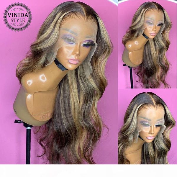 vinida style highlight wave 150% density t-part lace front human hair wigs scalp closure wigs with baby hair non-remy, Black;brown 
vinida style highlight wave 150% density t-part lace front human hair wigs scalp closure wigs with baby hair non-remy, Black;brown