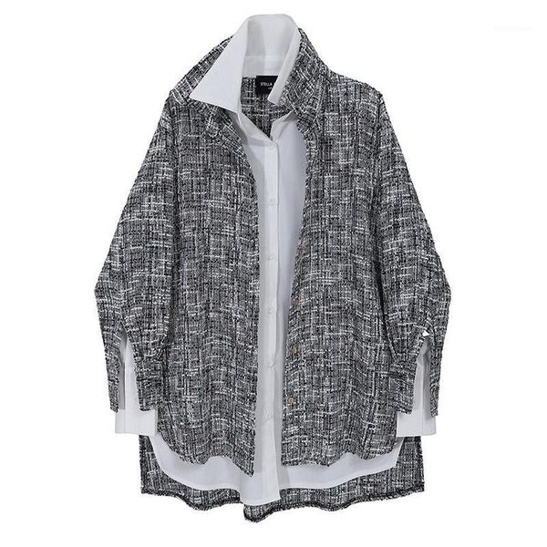 plaid shirt women 2021 new casual cotton and linen shirt women's loose fake two-piece cardigan autumn fashion blouse1, White
plaid shirt women 2021 new casual cotton and linen shirt women's loose fake two-piece cardigan autumn fashion blouse1, White