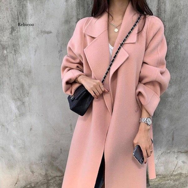 ladies cashmere blend double-sided wool coat with belt long winter women's clothing, Black
ladies cashmere blend double-sided wool coat with belt long winter women's clothing, Black