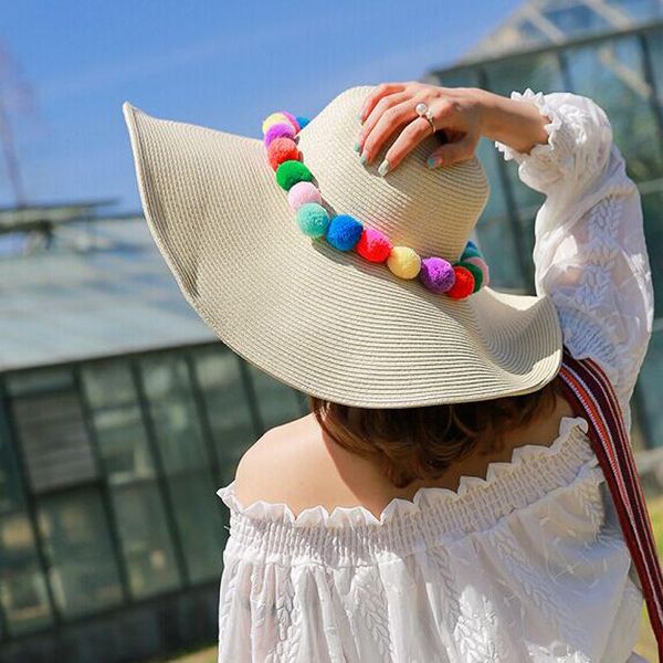 wide brim hats 1 pcs 2021 lovely color ball sun hat spring summer straw for women 4 colors 55-58cm, Blue;gray
wide brim hats 1 pcs 2021 lovely color ball sun hat spring summer straw for women 4 colors 55-58cm, Blue;gray