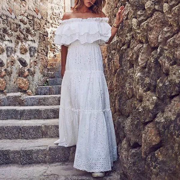 2020 autumn off-shoulder solid color womens dress hollow high waist lace-up long large hem dress for women, White;black
2020 autumn off-shoulder solid color womens dress hollow high waist lace-up long large hem dress for women, White;black